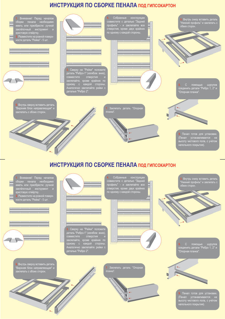 Инструкция по сборке пенала под гипсокартон